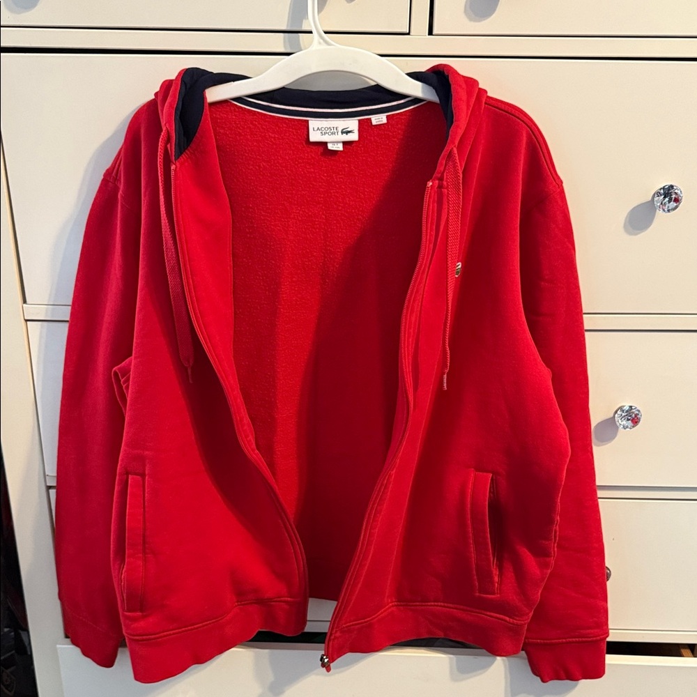 Women’s Lacoste Vibrant Red Zip-Up Hoodie - Picture 4 of 5